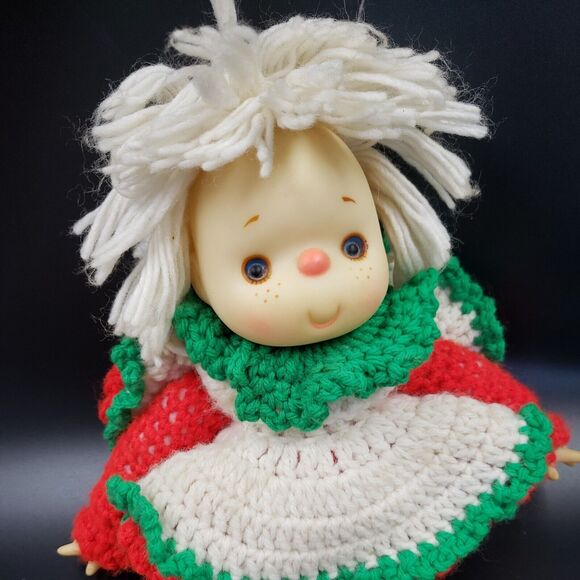 Crochet Doll 70s Retro Handmade Girl Christmas Gift Vtg Cottage Bedroom Decor - Picture 9 of 16
